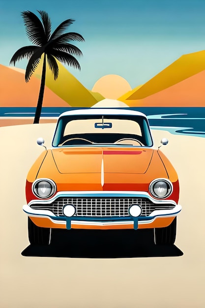 opere d'arte di t shirt design grafico classici retrò car design