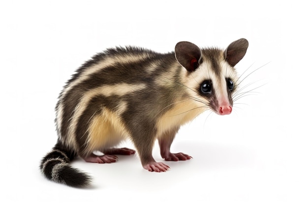 Opossum a strisce dactylopsila trivirgata su uno sfondo bianco Animali selvatici Illustrazione Generativa AI