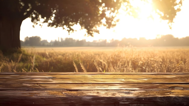 Orario d'oro in una fattoria tranquilla tramonto pacifico su un campo di grano semplicità e bellezza della natura catturata in luce calda ideale per l'uso di sfondo AI