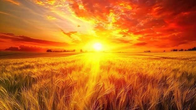 Orario d'oro Serenità Vibrante tramonto sul campo di raccolto