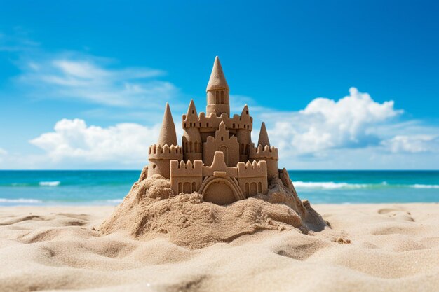 Orario estivo e sfondo del castello di sabbia
