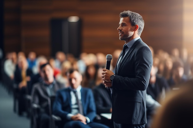 Oratore che pronuncia un discorso alla conferenza aziendale Audienza nella sala conferenze Business and Entrepre