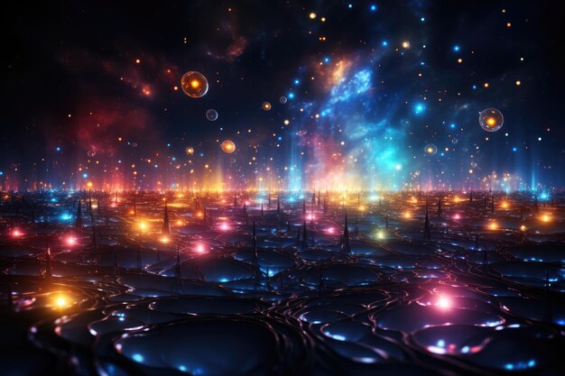 Orbita dell'universo sfondo astratto colorato AI generativa