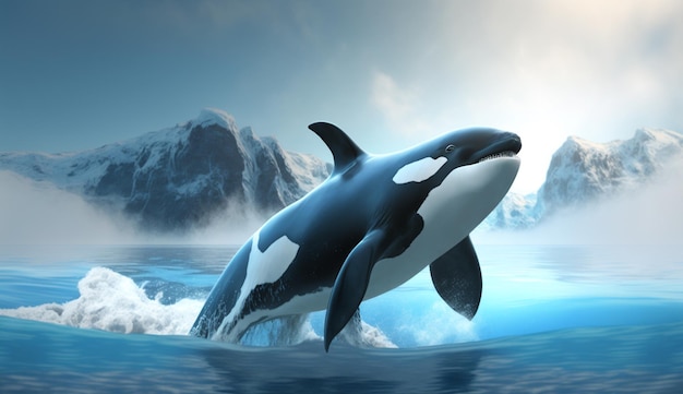 Orca Orcinus cetacean killer whale mostra la sua testa