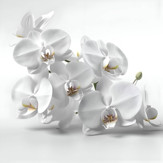 Orchidea bianca su sfondo bianco illustrazione 3d Studio