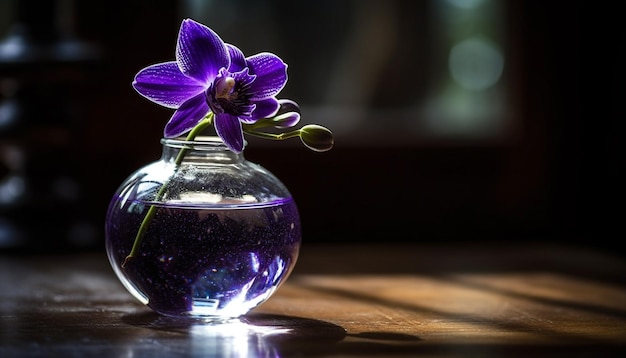 orchidea viola in vaso di vetro orchidea viola in un vaso di vetro fiore in vetro