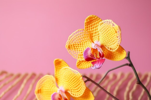 Orchidee su sfondo rosa
