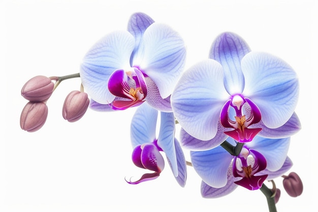 Orchidee su uno sfondo bianco con uno sfondo bianco
