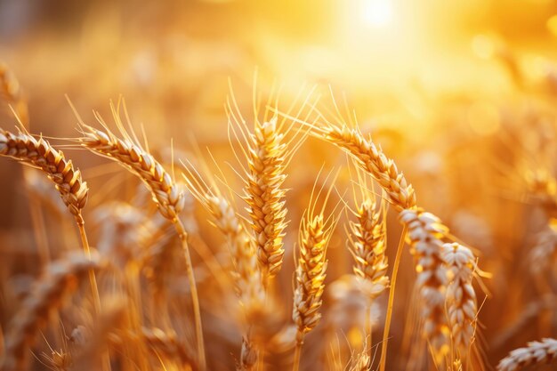 orecchie d'oro di grano concetto di raccolta campo di grano senza fine