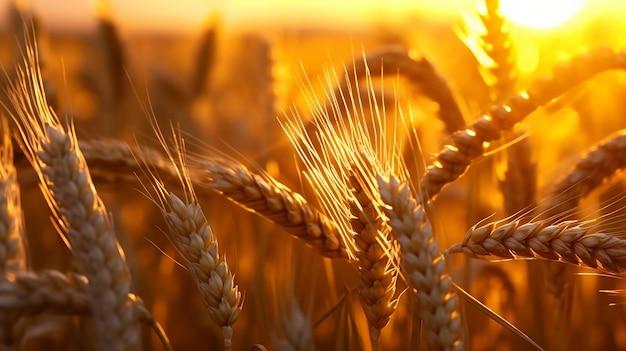 orecchie di grano dorato in un campo di grano foto 3D in primo piano molto unica