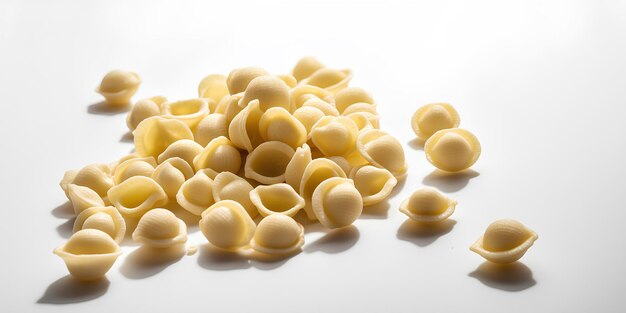 Orecchiette isolate su sfondo bianco come elemento di design della confezione