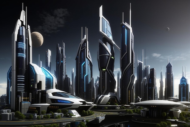 Organic SciFi City Architettura 3D futuristica