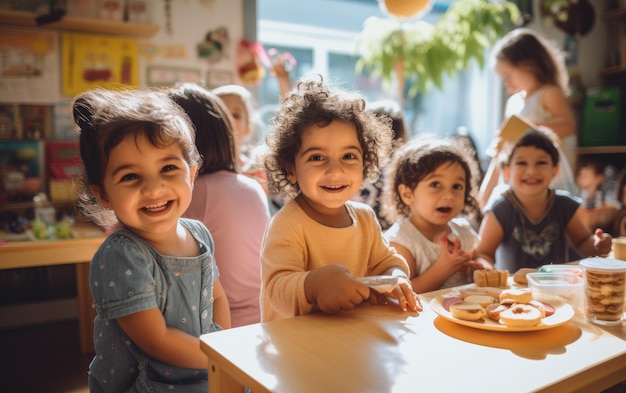 Organizzato delizioso tempo di spuntino per i bambini