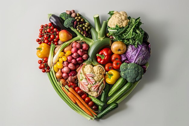 Organizzazione di verdure a forma di cuore