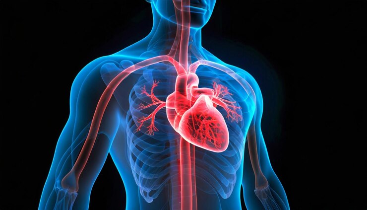 Foto organo vitale evidenzia la struttura del cuore umano in silhouette ai generativa