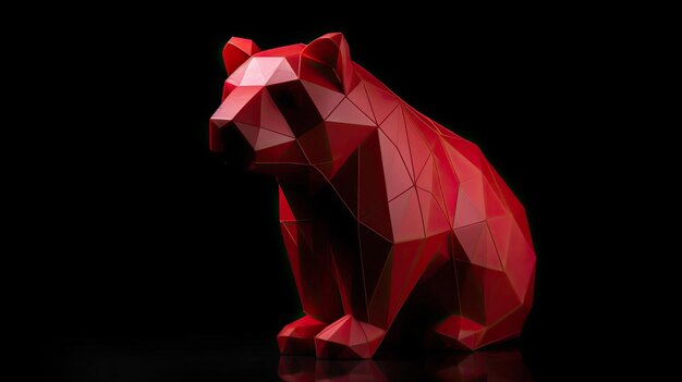 Origami in stile rosso su sfondo nero Stile artistico 3D con tecnologia generativa AI