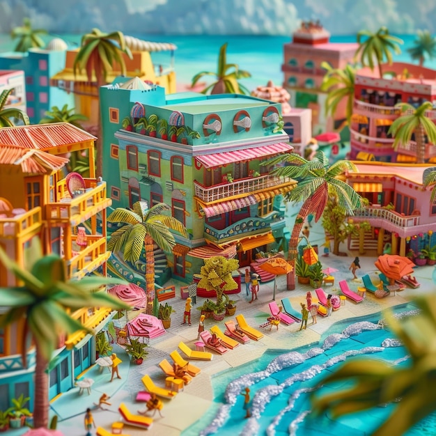 Origami Paper Town Cancn Beach e la vita notturna Essence