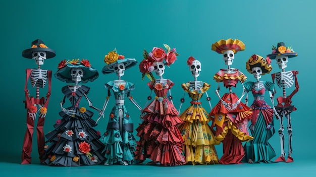 Origami Paper Town Catrinas artigianali per Da de los Muertos Essence