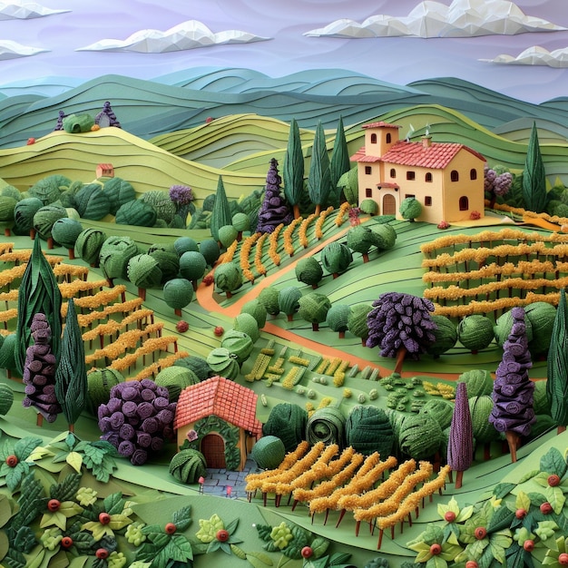 Origami Paper Town Countryside Vineyard Essence estiva