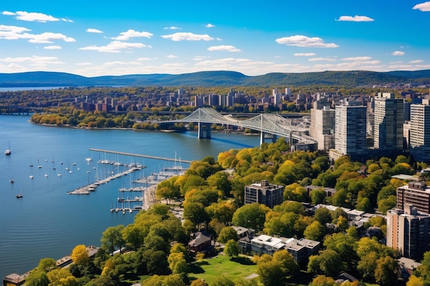 Orizzonte aereo del fiume Hudson