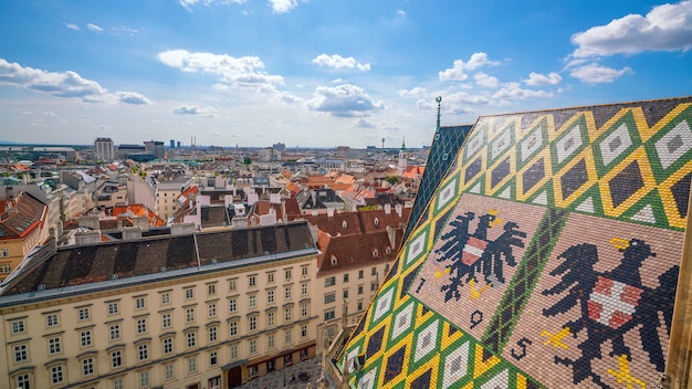 Orizzonte della città di Vienna, vista aerea dall'alto in Austria