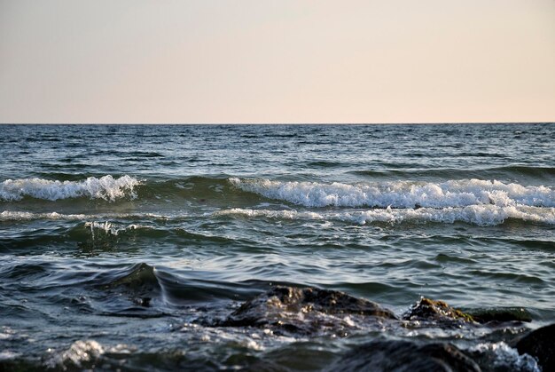 Orizzonte della natura di pietra delle onde del mare