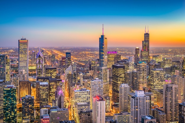 Orizzonte di Chicago, Illinois, Stati Uniti d'America