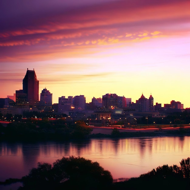 Orizzonte di Saskatoon al tramonto