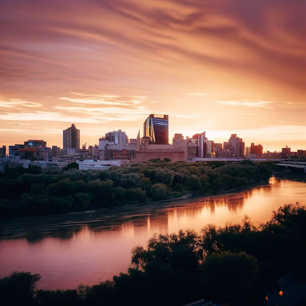 Orizzonte di Saskatoon al tramonto