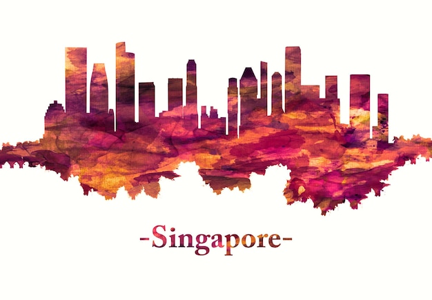 Orizzonte di Singapore in rosso