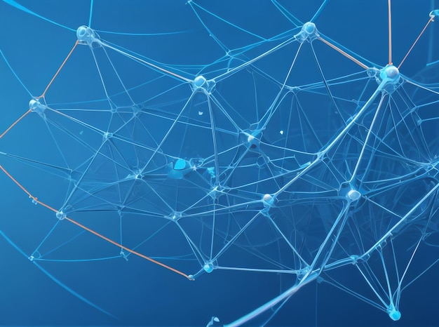 Orizzonti collegati astratto futuristico con linee di connessione in blu