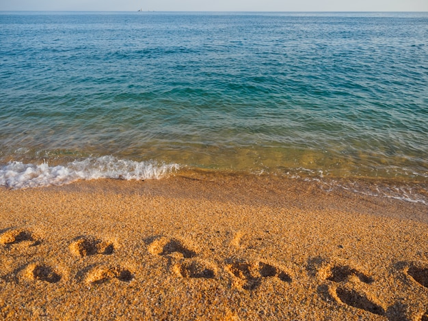 Orme sulla sabbia del mare Riva del mare