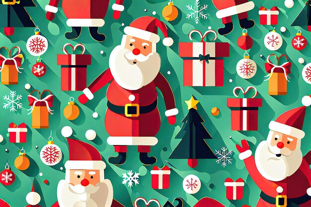 Ornamenti di design piatto di Natale elementi sullo sfondo albero di Natale e Capodanno ai generati