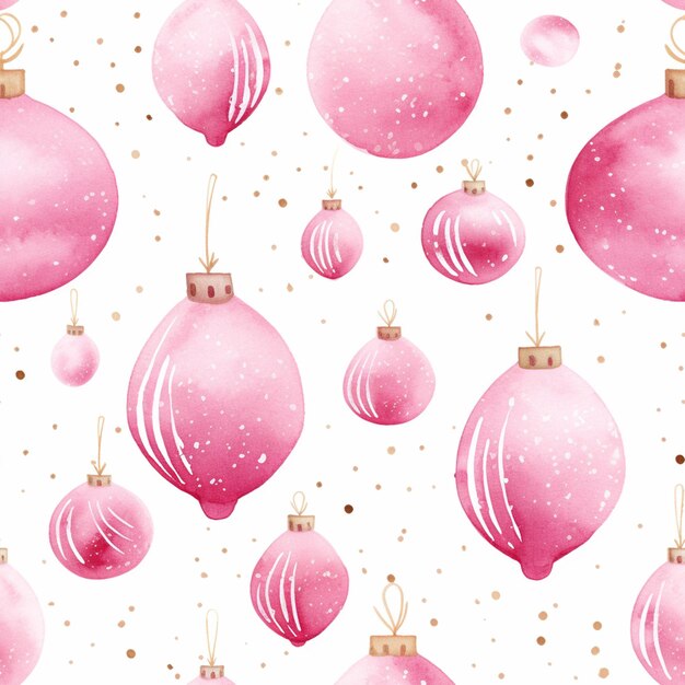 ornamenti natalizi ad acquerello senza cuciture su uno sfondo bianco generativo ai