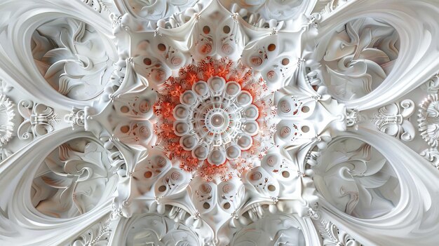 Ornamento bianco simmetrico e intricato