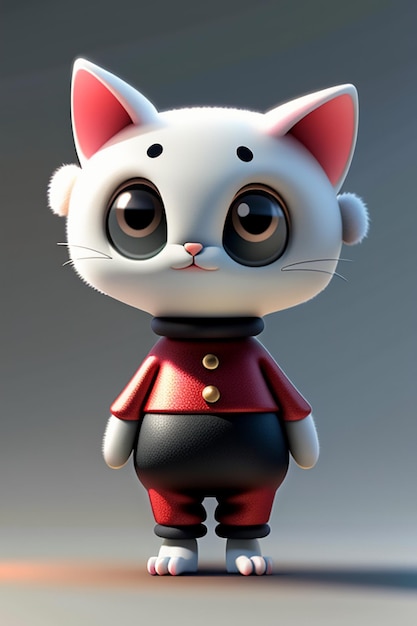 Ornamento del giocattolo del gioco di progettazione del prodotto di rendering 3D del personaggio del gatto carino kawaii in stile anime del fumetto