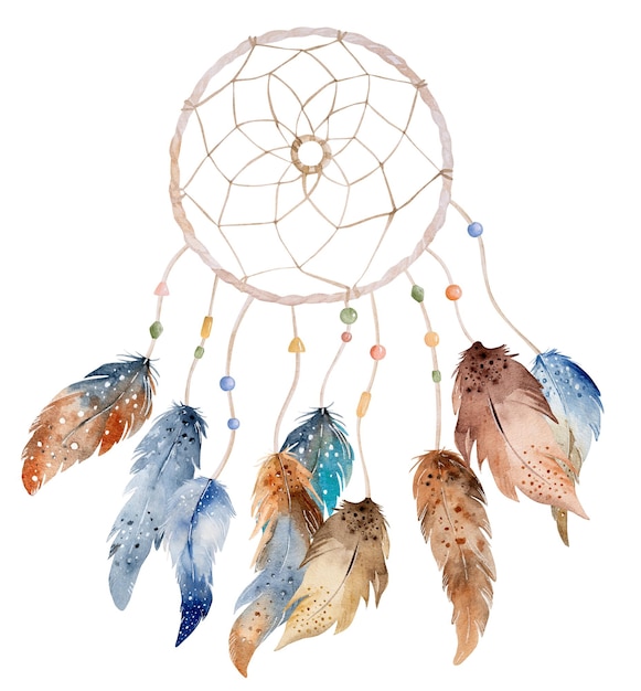 Ornamento dell'acquerello di piuma tribale boho