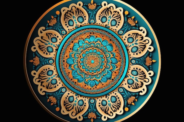 Ornamento di colore rotondo decorativo per l'interior design L'ornamento tribale etnico con un mandala L'arredamento per la casa è un esempio