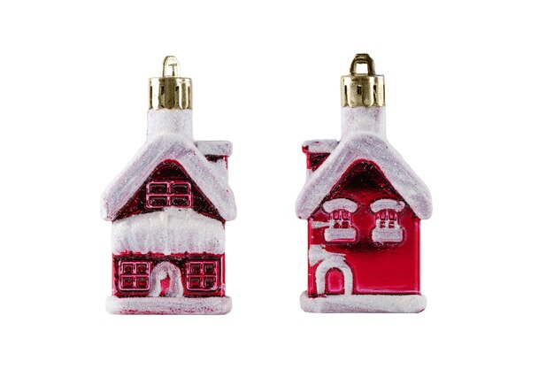 Ornamento di Natale a forma di casa isolata on white Decorazione natalizia per il design