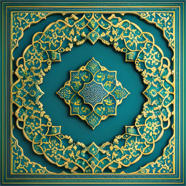 Ornamento islamico illustrazione di design 3D con disegno arabesco