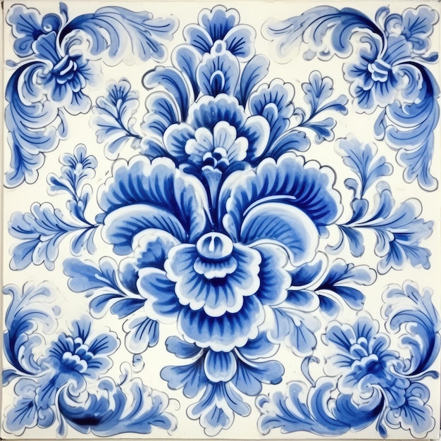 Ornamento piastrella vetrata slava modello di sfondo senza cuciture gzhel blu ornamento florale design mandala arabo