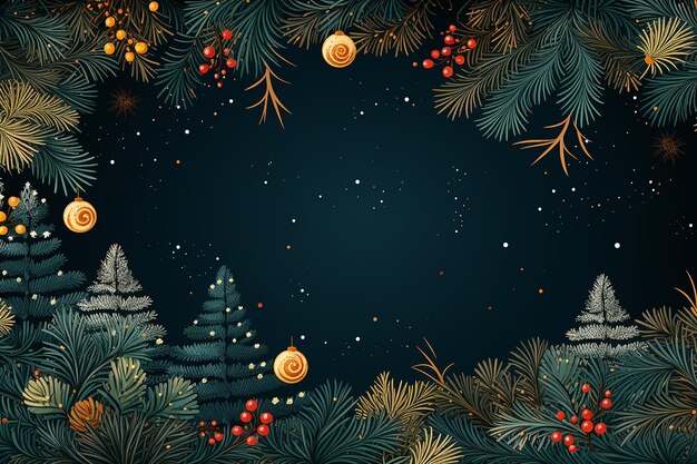 Ornamento scintillante di stelle di Natale con illustrazione notturna della foresta di pini.