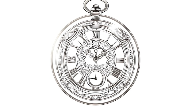 Ornato orologio da tasca d'argento con dettagli intricati sulla custodia e un bellissimo disegno floreale sul quadrante