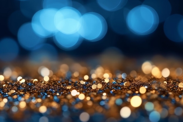 oro e blu Glitter Luce sfondo bokeh