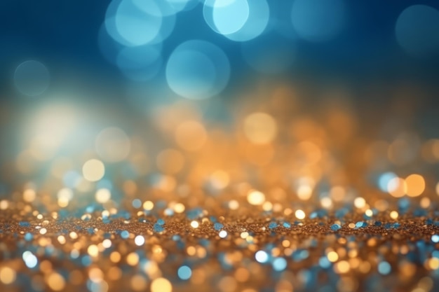 oro e blu Glitter Luce sfondo bokeh