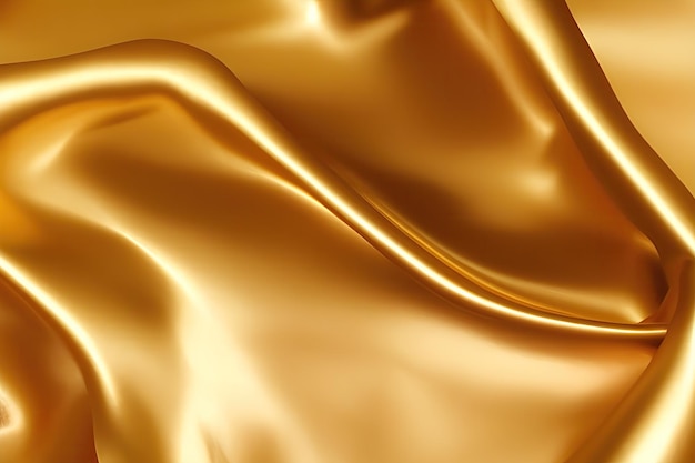 Oro lusso drappeggio tessuto satinato onda sfondo astratto liscio ondulato elegante dorato