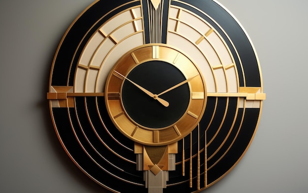 Orologio da parete Art Deco Dettagli dorati e design geometrico audace