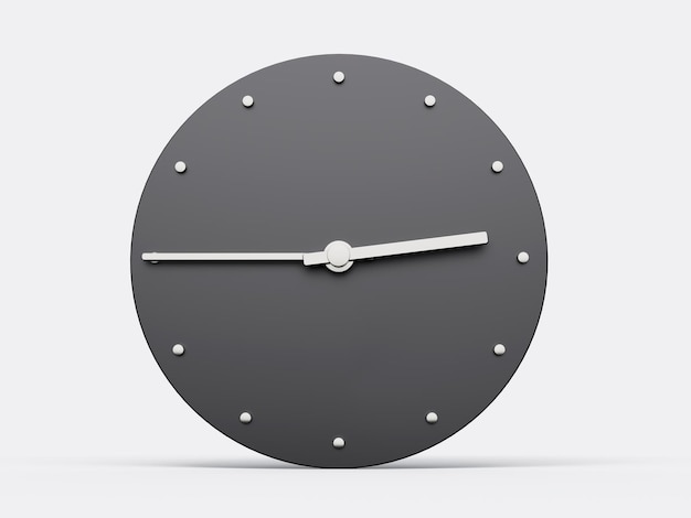 Orologio da parete rotondo grigio semplice 3d 245 da un quarto alle tre O39clock su sfondo bianco illustrazione 3d