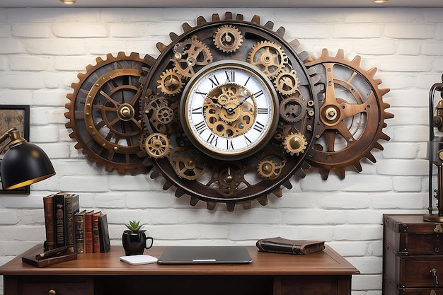 Orologio da parete vittoriano Steampunk Gear in un ufficio