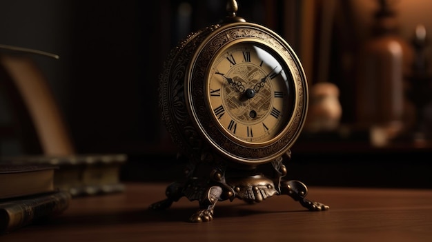 Orologio da tavolo d'oro di lusso antico